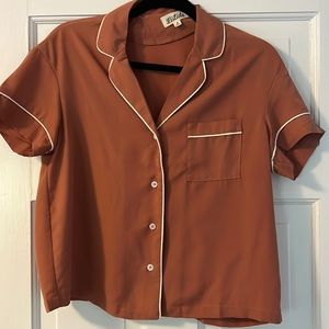 PAJAMA STYLE SHIRT SMALL MAUVE/BLUSH BOUTIQUE NWOT